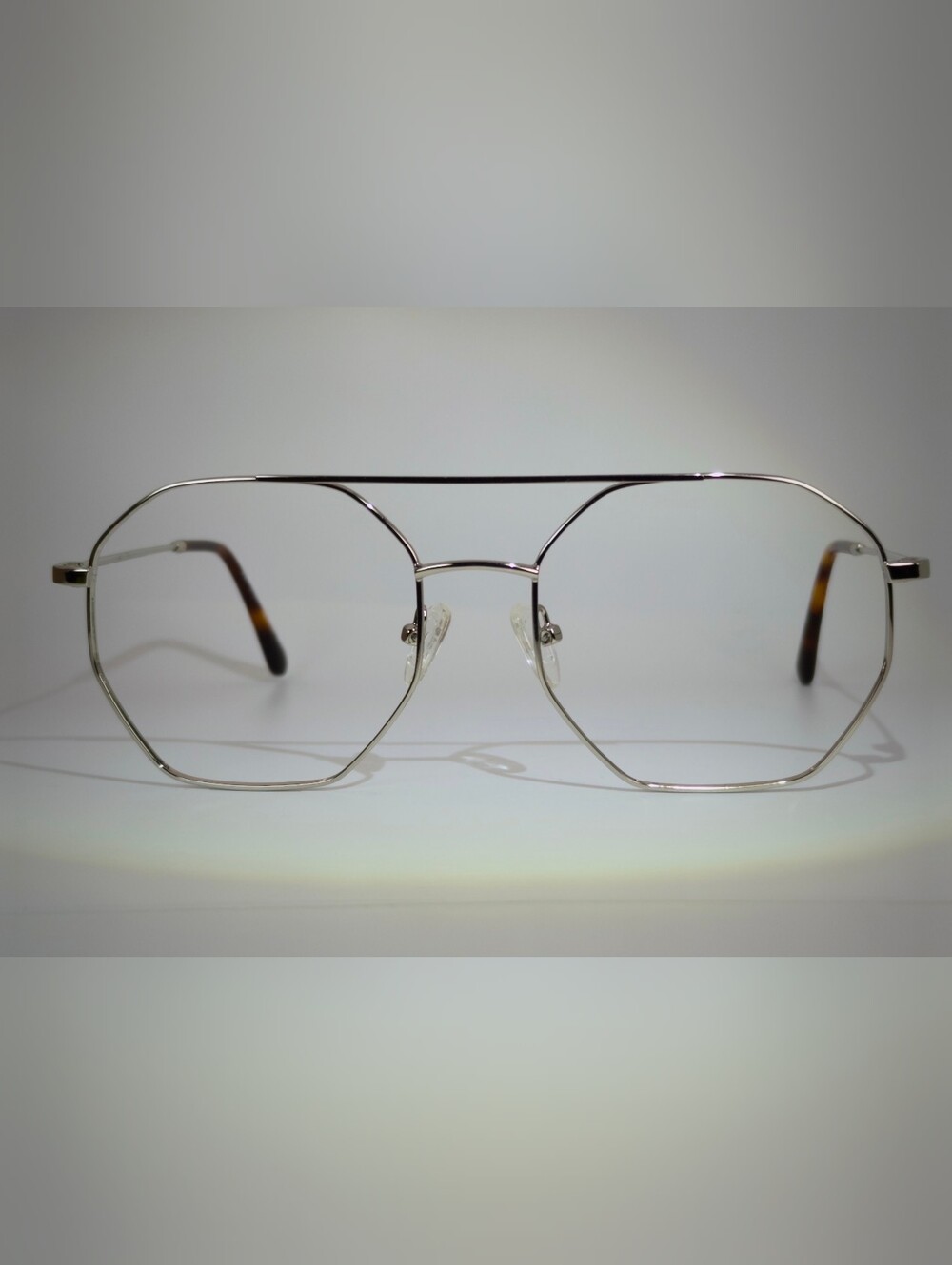 Sun Eight. Chrome Metal Frame Octogon, Aviator Double Bar.